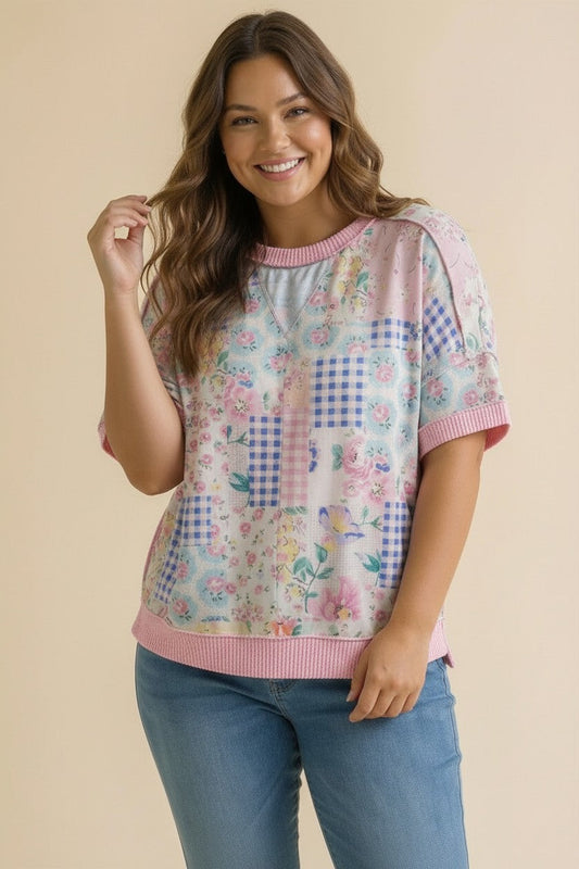 Curvy Floral Patchwork Top