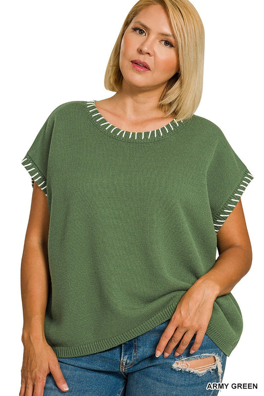Curvy Stitch Detailed Oversize Sweater