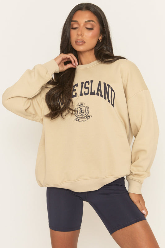 Beige Rhode Island Oversized Sweater - Channon