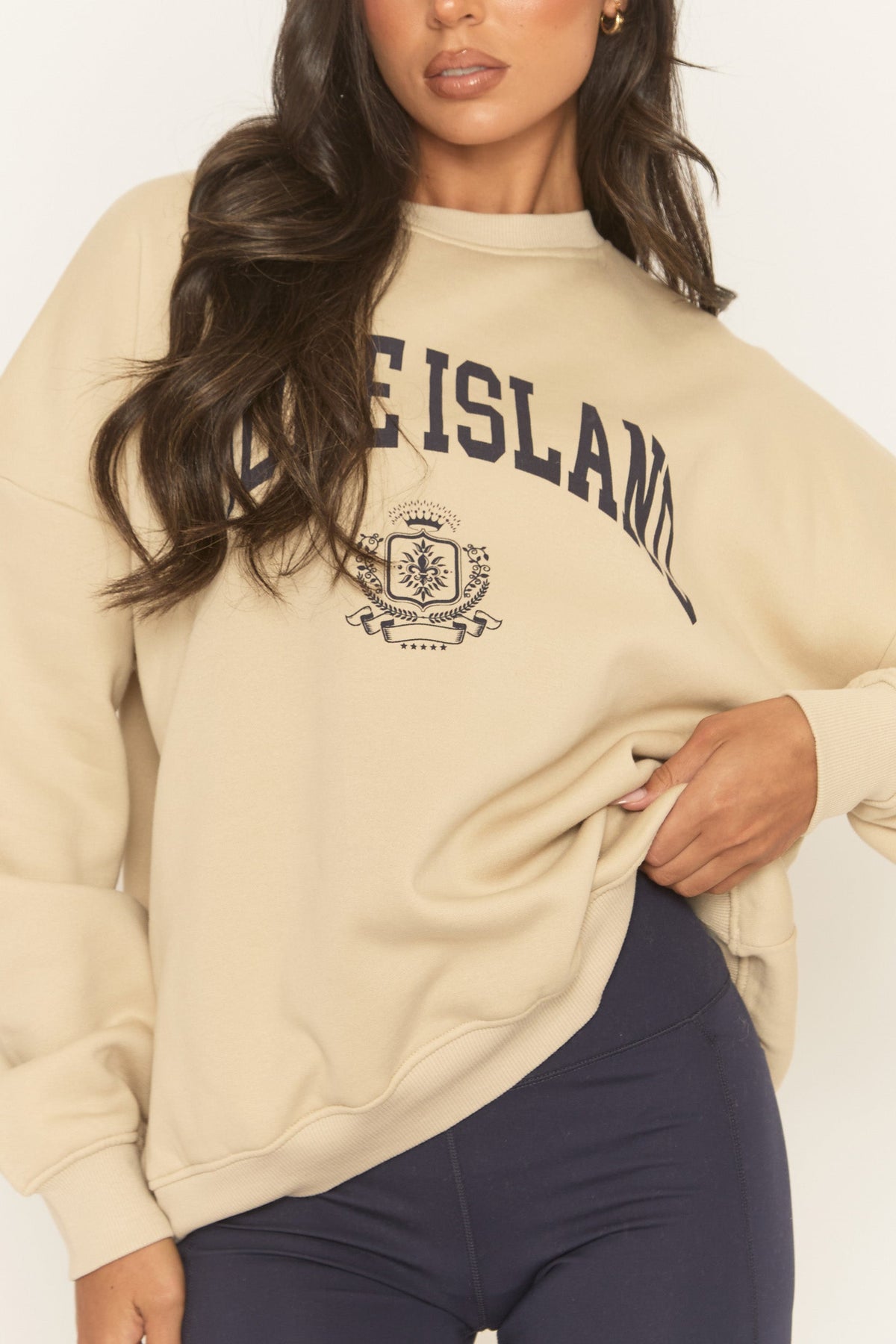Beige Rhode Island Oversized Sweater - Channon