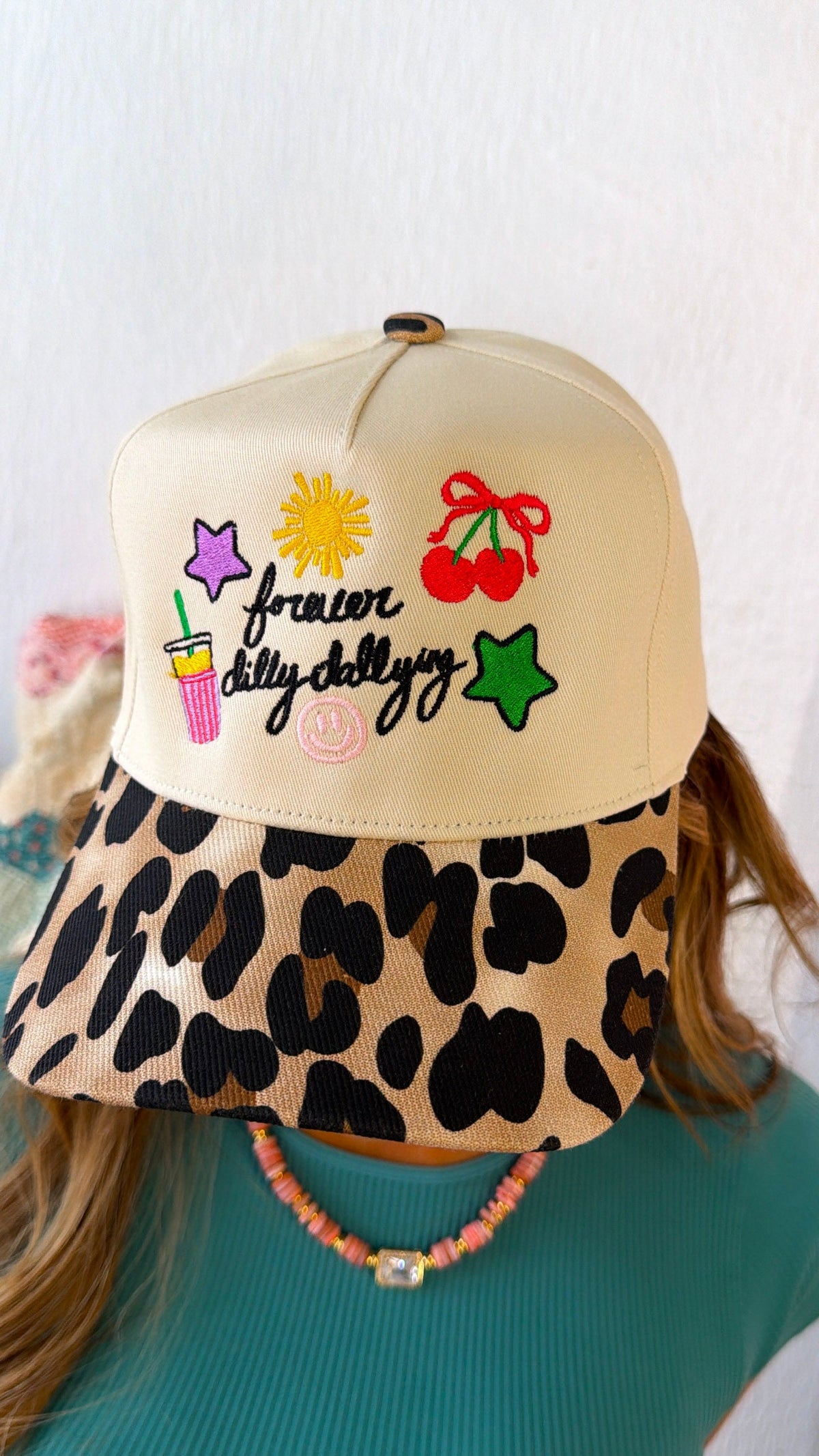 Forever Dilly Dalling Leopard Trucker Hat