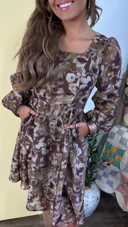 Larkspur Mini Dress, Olive Multi