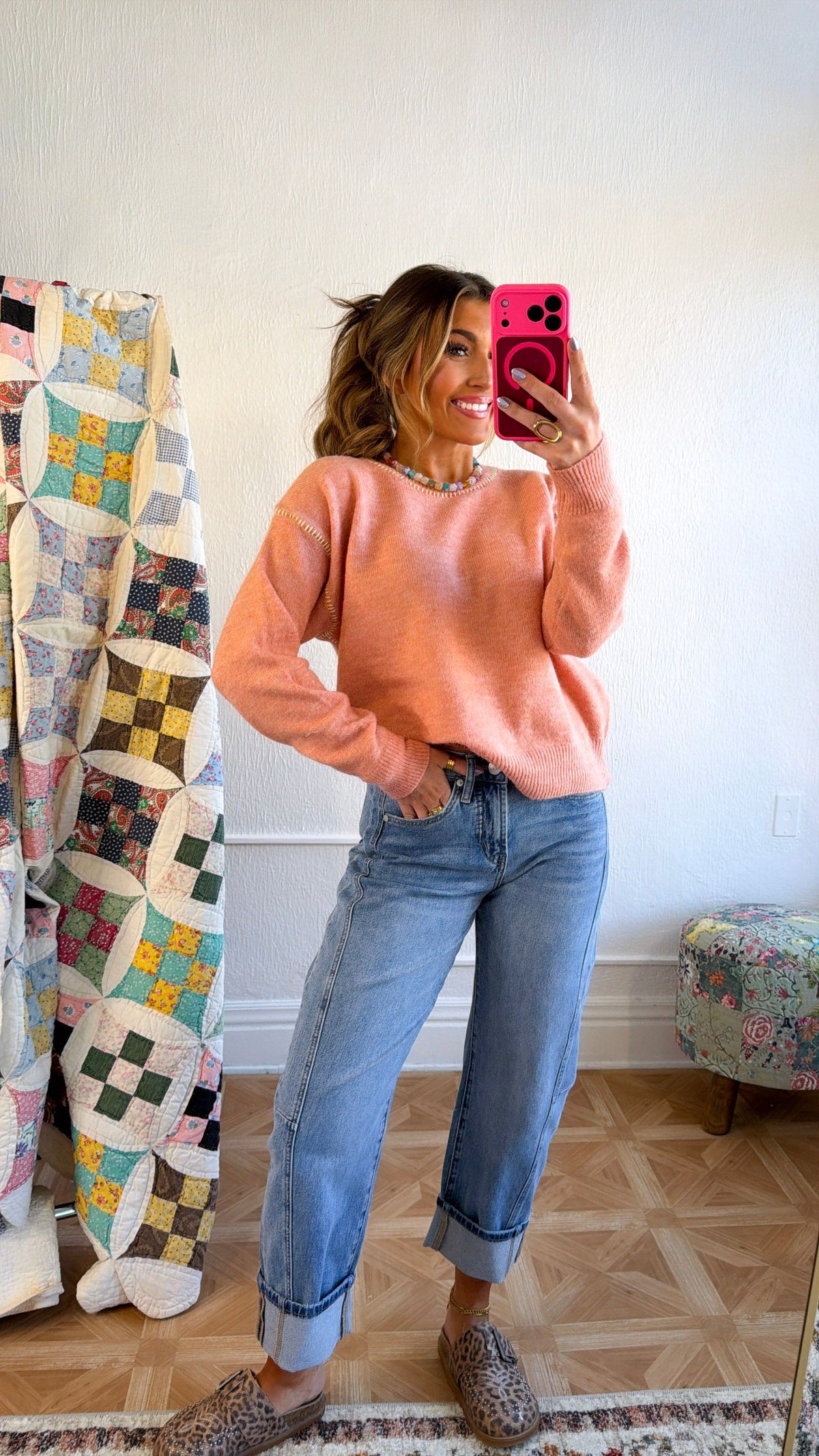 Hidden Cove Sweater, Dusty Coral