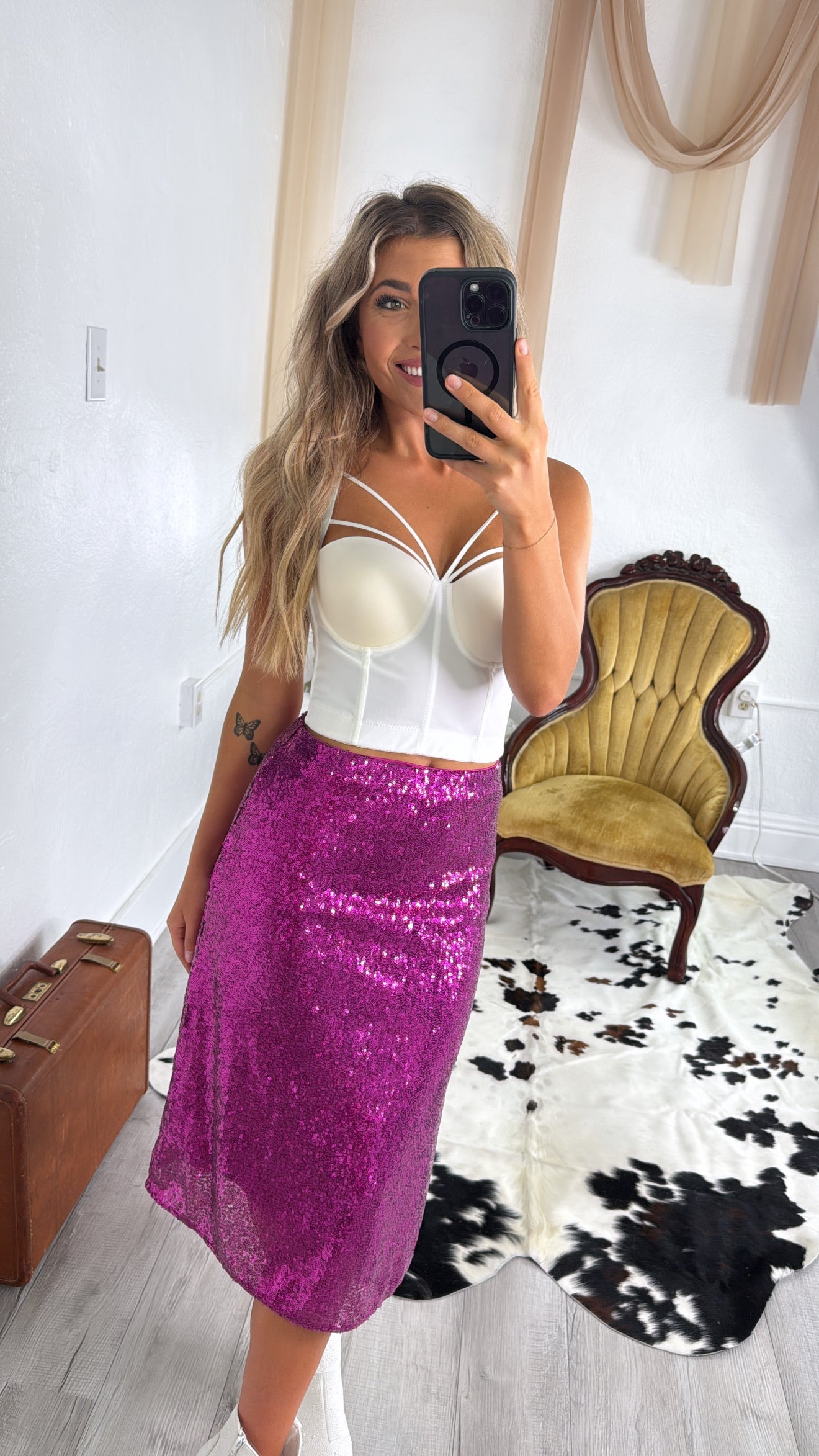 More Of Glam Sequin Skirt, Magenta