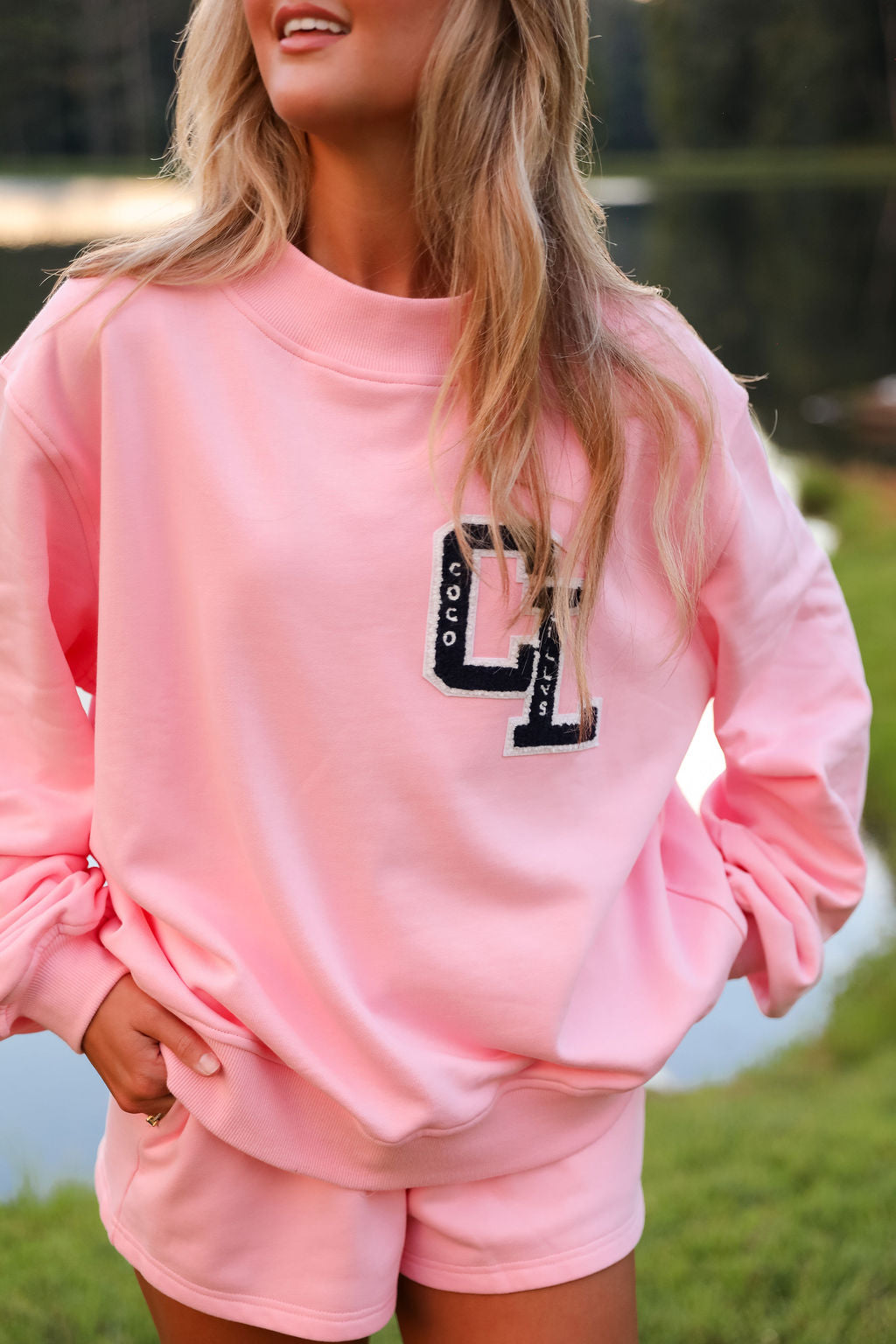 Varsity Mock Neck - Bubblegum Kiss