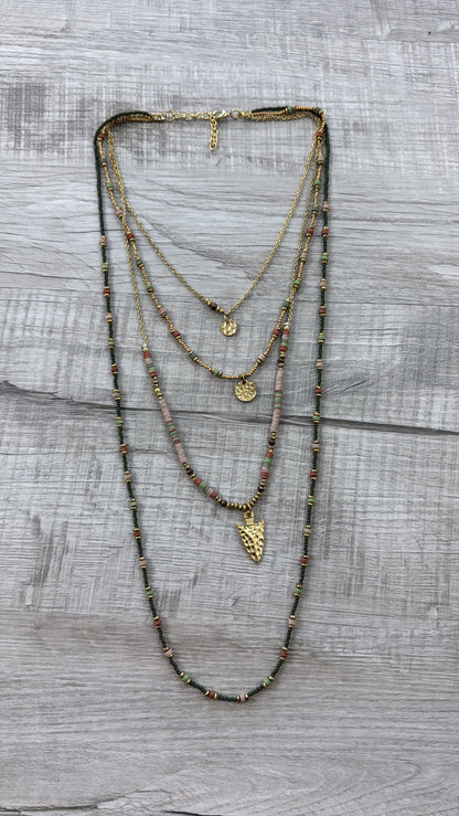 Galvin Layered Necklace, Olive