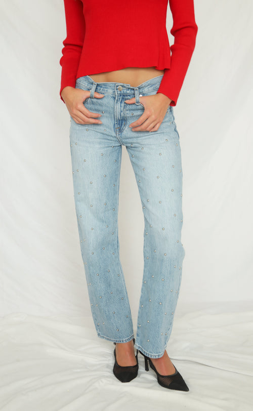 pistola: lexi mid rise bowed straight leg jean - aries
