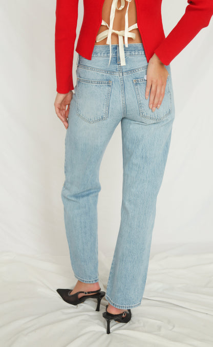 pistola: lexi mid rise bowed straight leg jean - aries