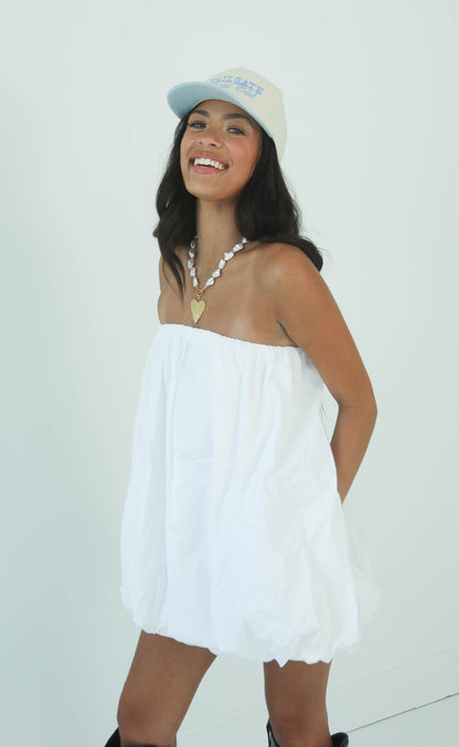 show me your mumu: beverly bubble dress - white poplin