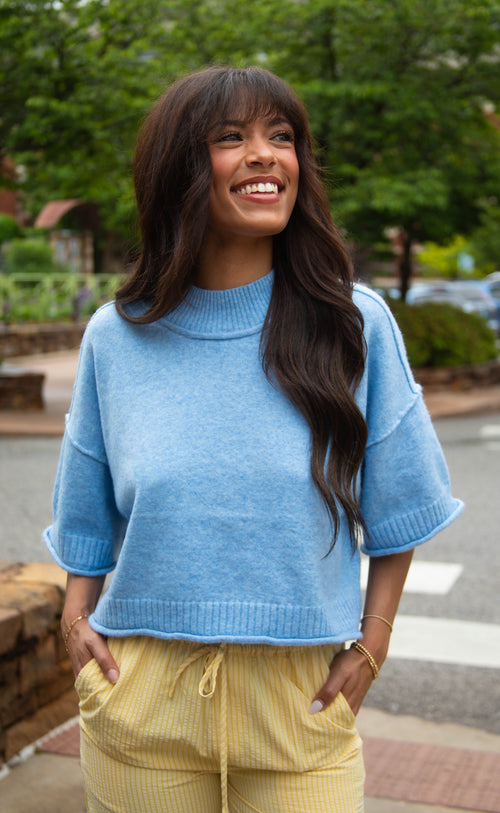 still want to believe sweater - ocean blue