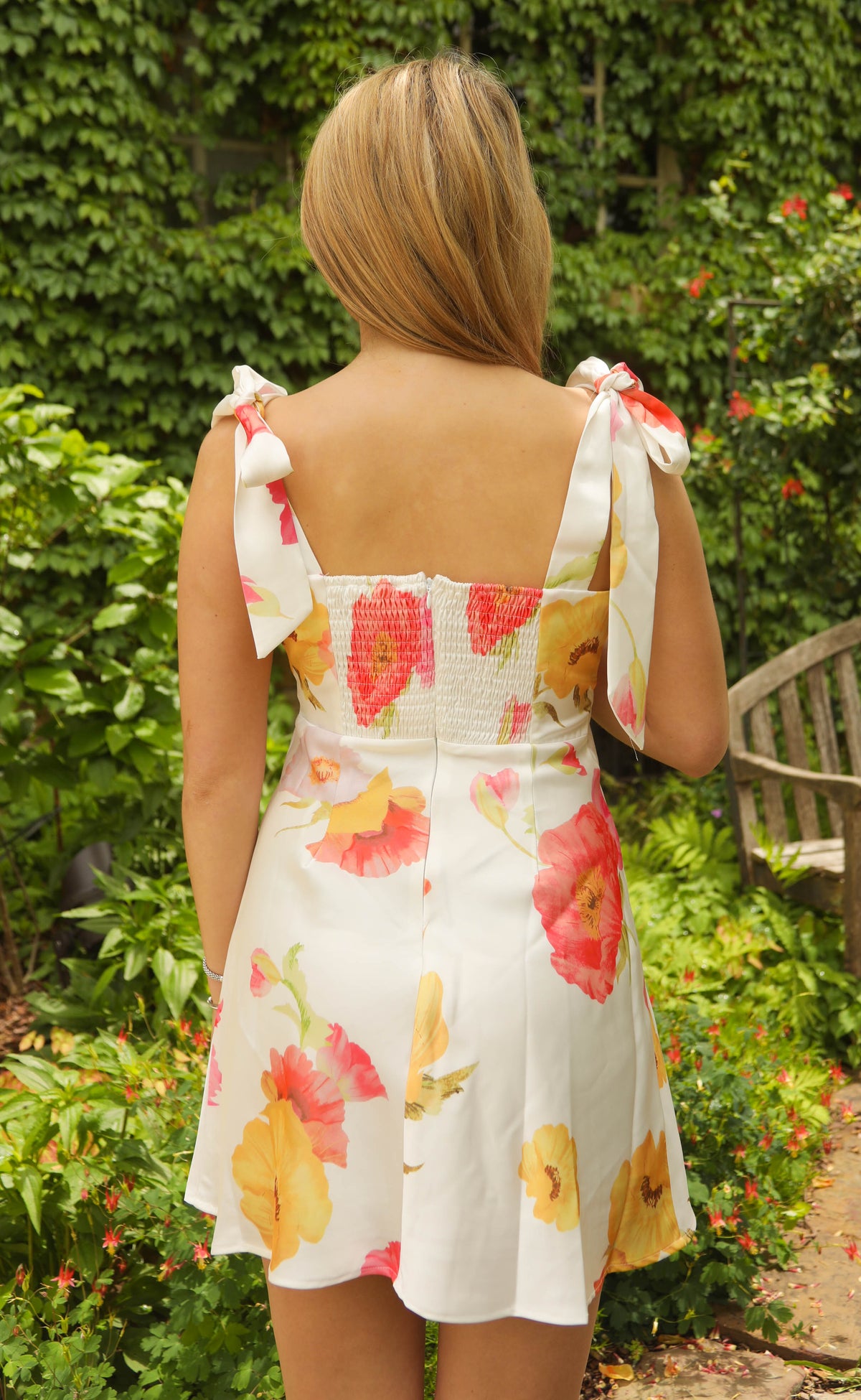 peach blossom mini dress