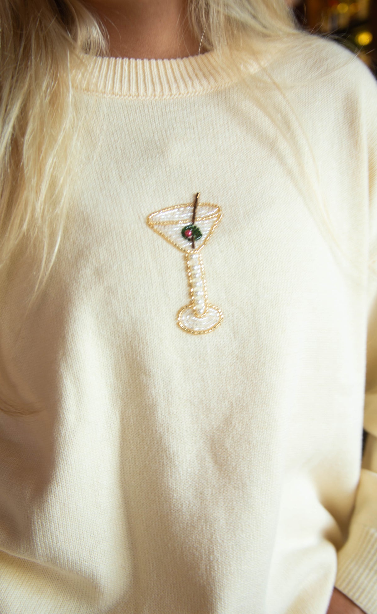 shaken not stirred martini beaded sweater