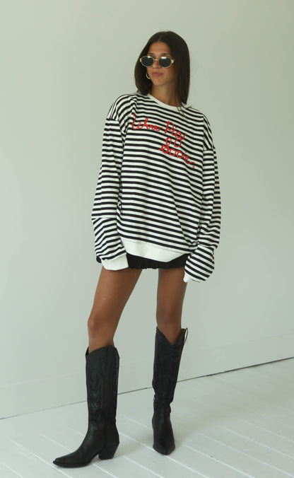 wooo pig sooie stripe sweatshirt - black
