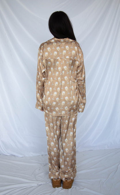 show me your mumu: classic pj set - white wine silky