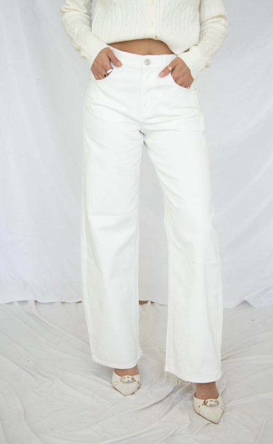 z supply: remi high rise bowed wide leg jeans - cloud
