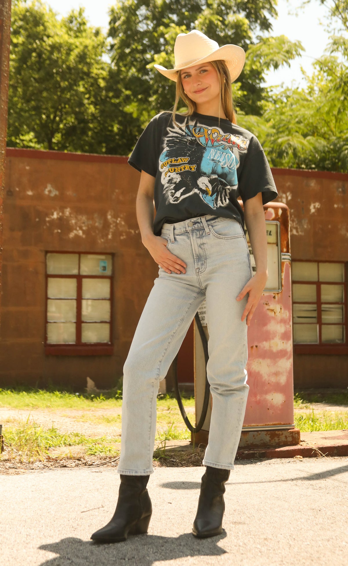 pistola: charlie high rise classic straight ankle jeans - sunkissed
