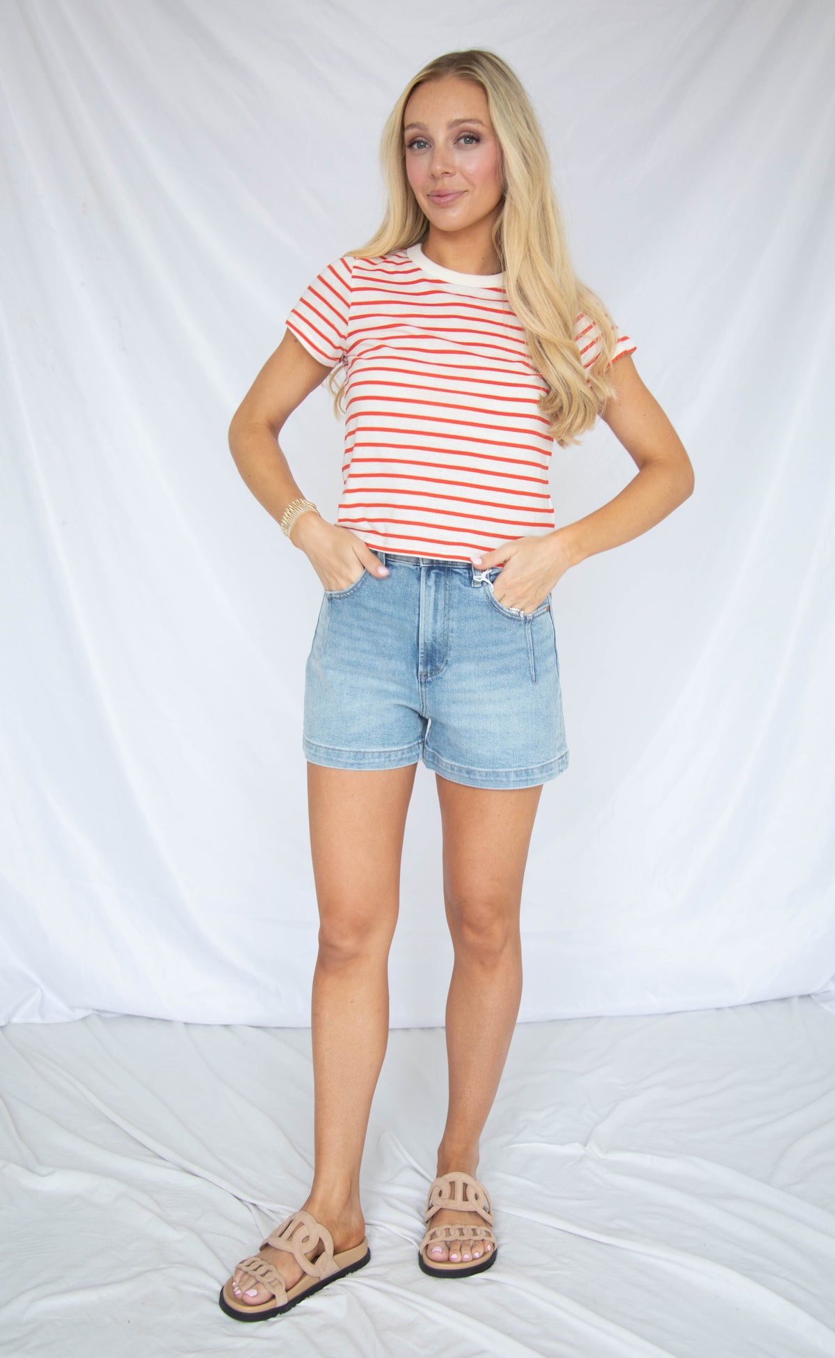 z supply: junie striped tee - lychee