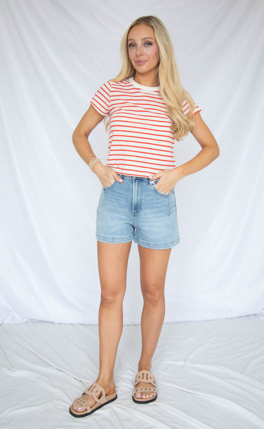 z supply: junie striped tee - lychee