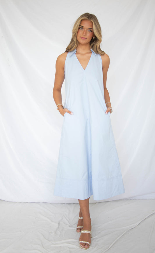 you're so classic collared maxi dress - blue