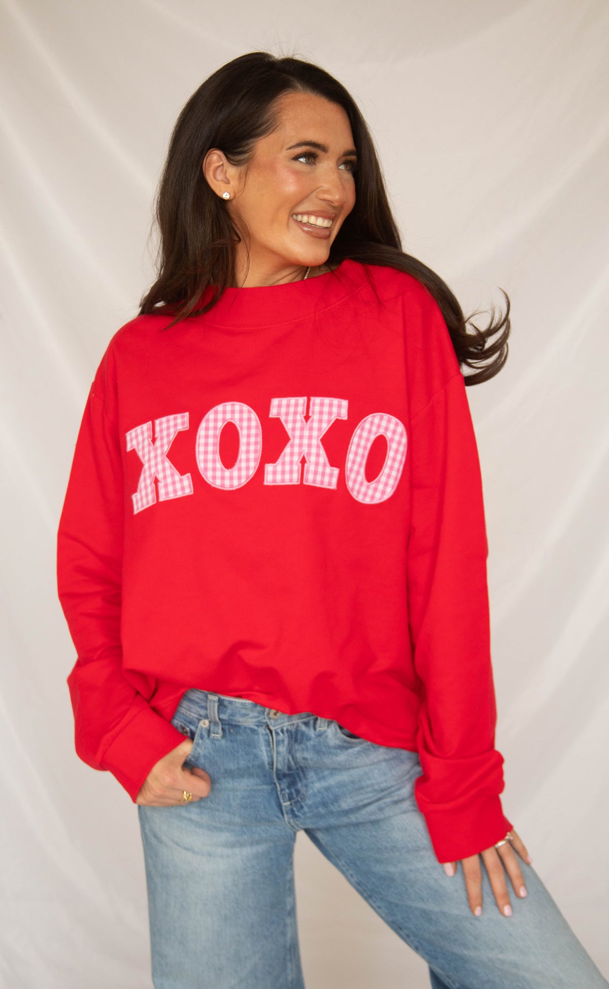 xoxo gingham mock neck