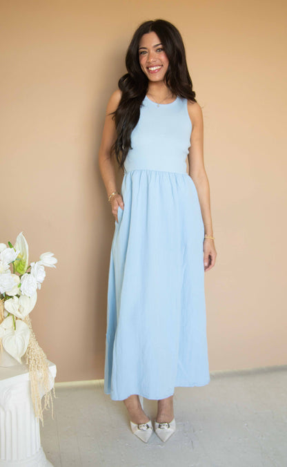 z supply: charlotte midi dress - blue light