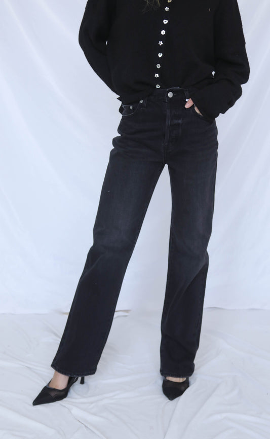 pistola: cassie super high rise straight jeans - stormy