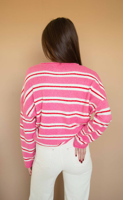the thought of you striped cardigan - rose