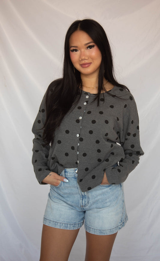 wrapped around you polka dot cardigan