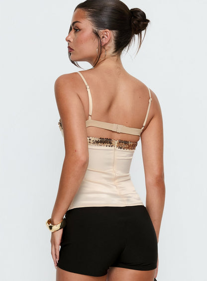 Myrah Layered Sequin Top Cream