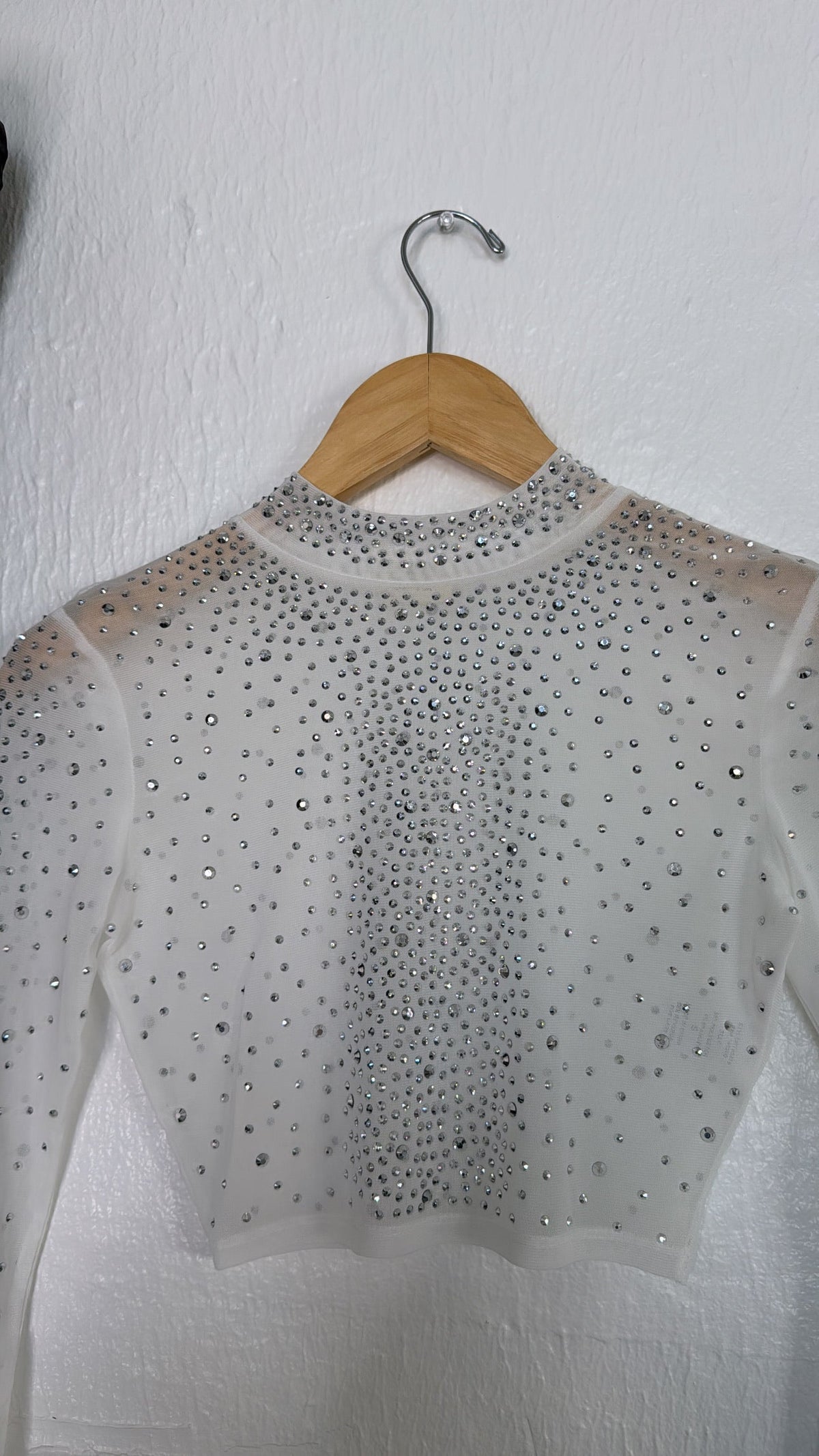 Rhinestone Crop Top, White