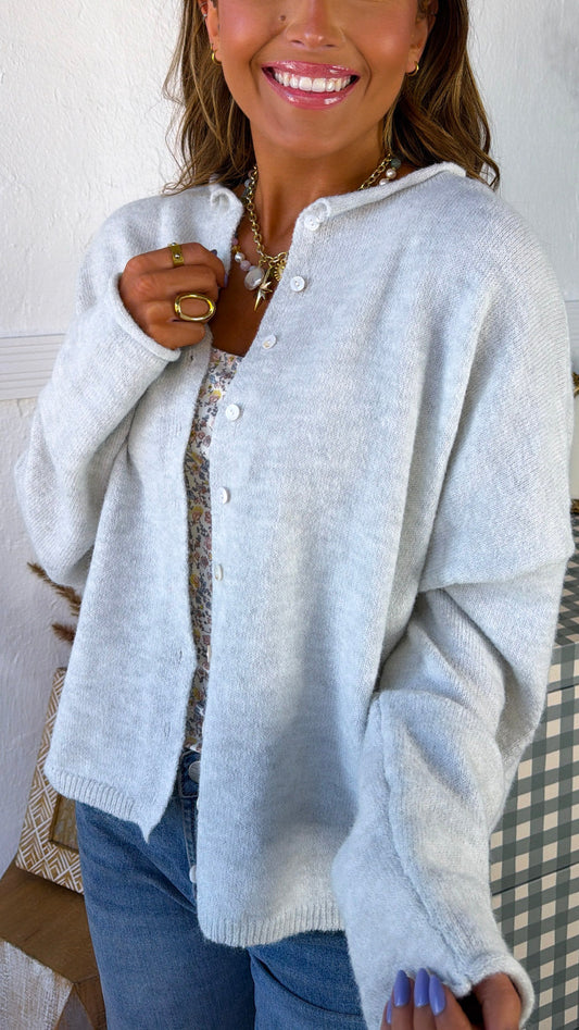 Penelope Knit Cardigan, Lt. Grey