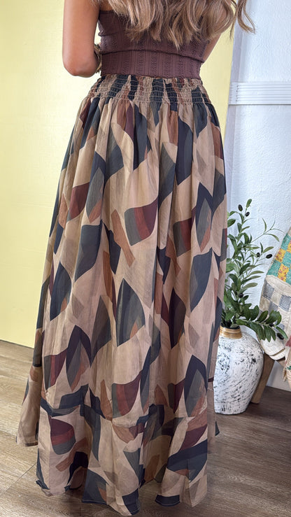 Harvest Fade Maxi Skirt, Olive
