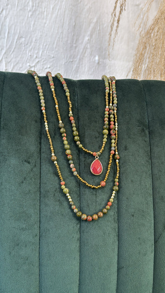 Oceans Echo Necklace, Olive