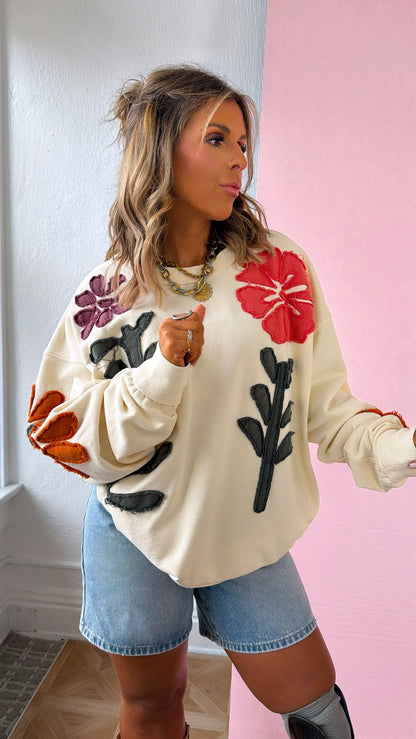 Floral Days Sweatshirt, Natural