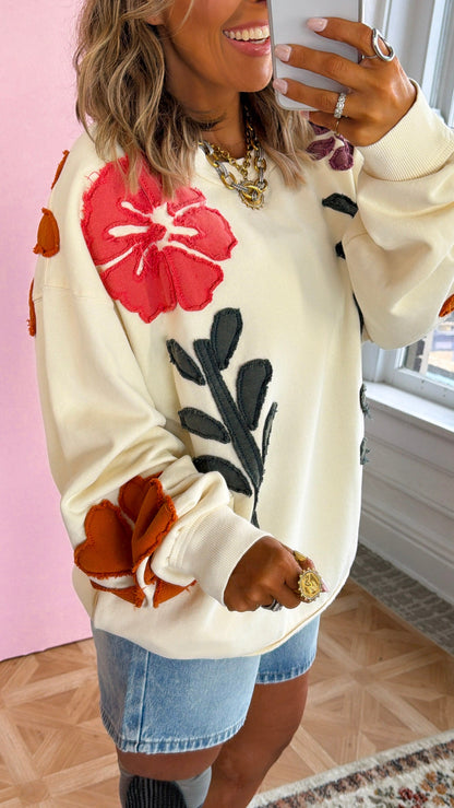 Floral Days Sweatshirt, Natural