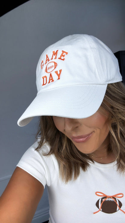 Game Day Ball Cap, White/Orange