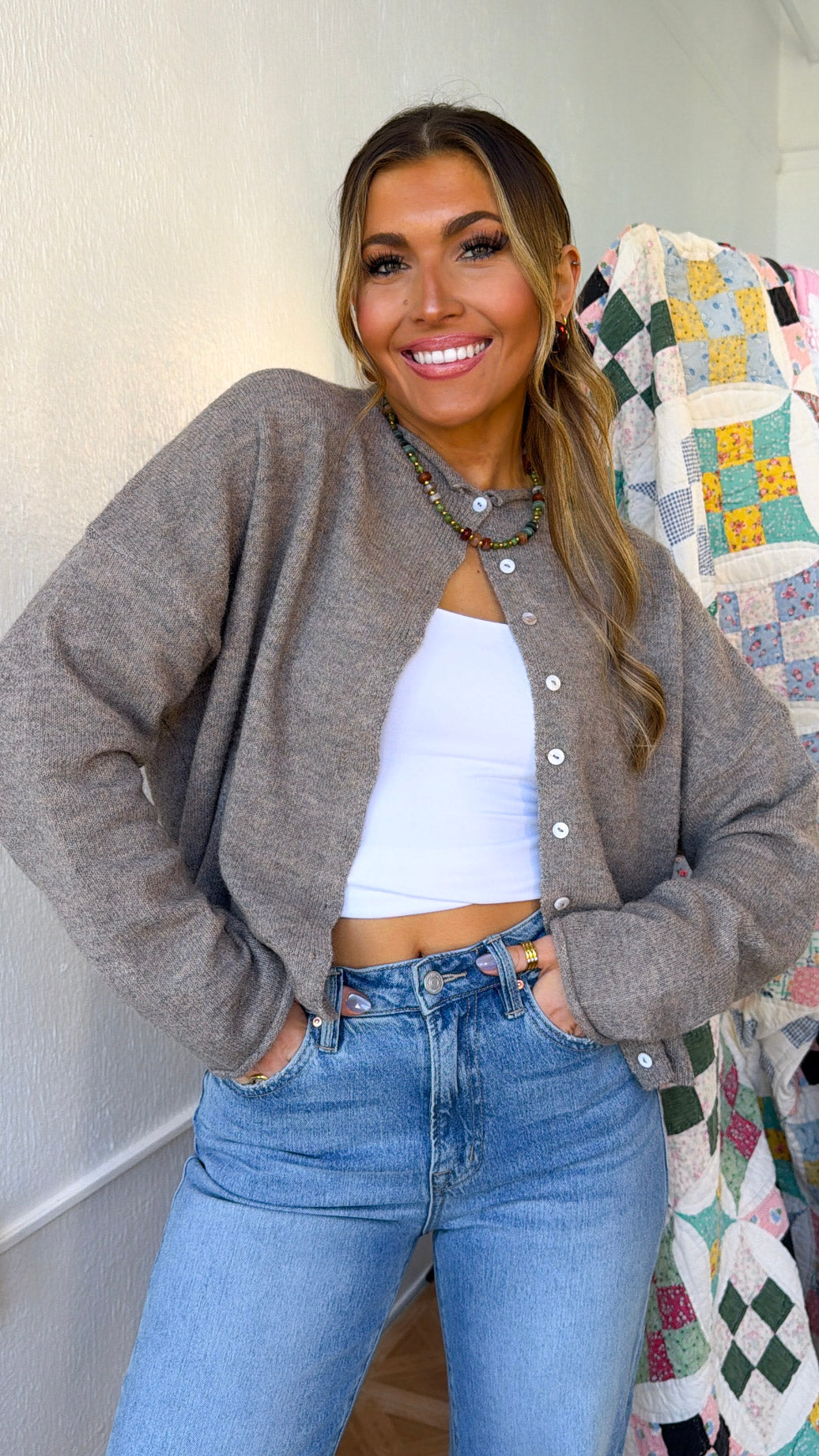 Penelope Knit Cardigan, Mocha