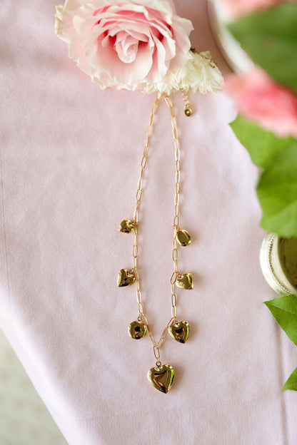 Seven Heart Locket Charm Necklace