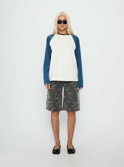 Kravitz Long Sleeve Baseball Raglan Top Blue