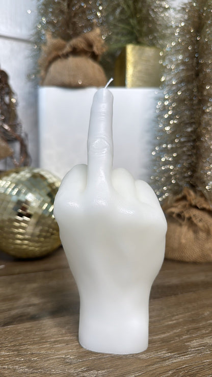 Hand Gesture Candle, Middle Finger White