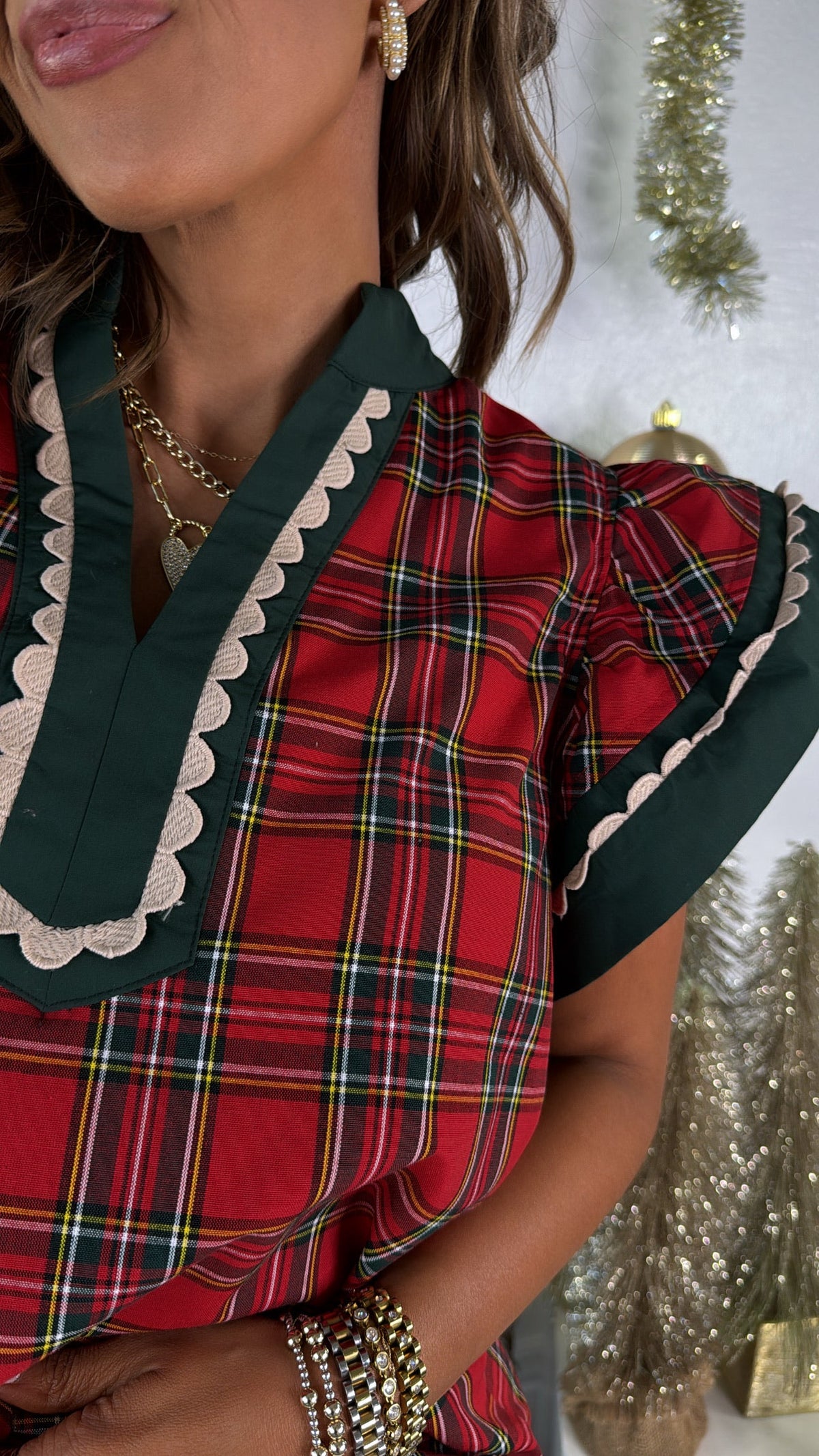 Holly Frost Plaid Top, Red