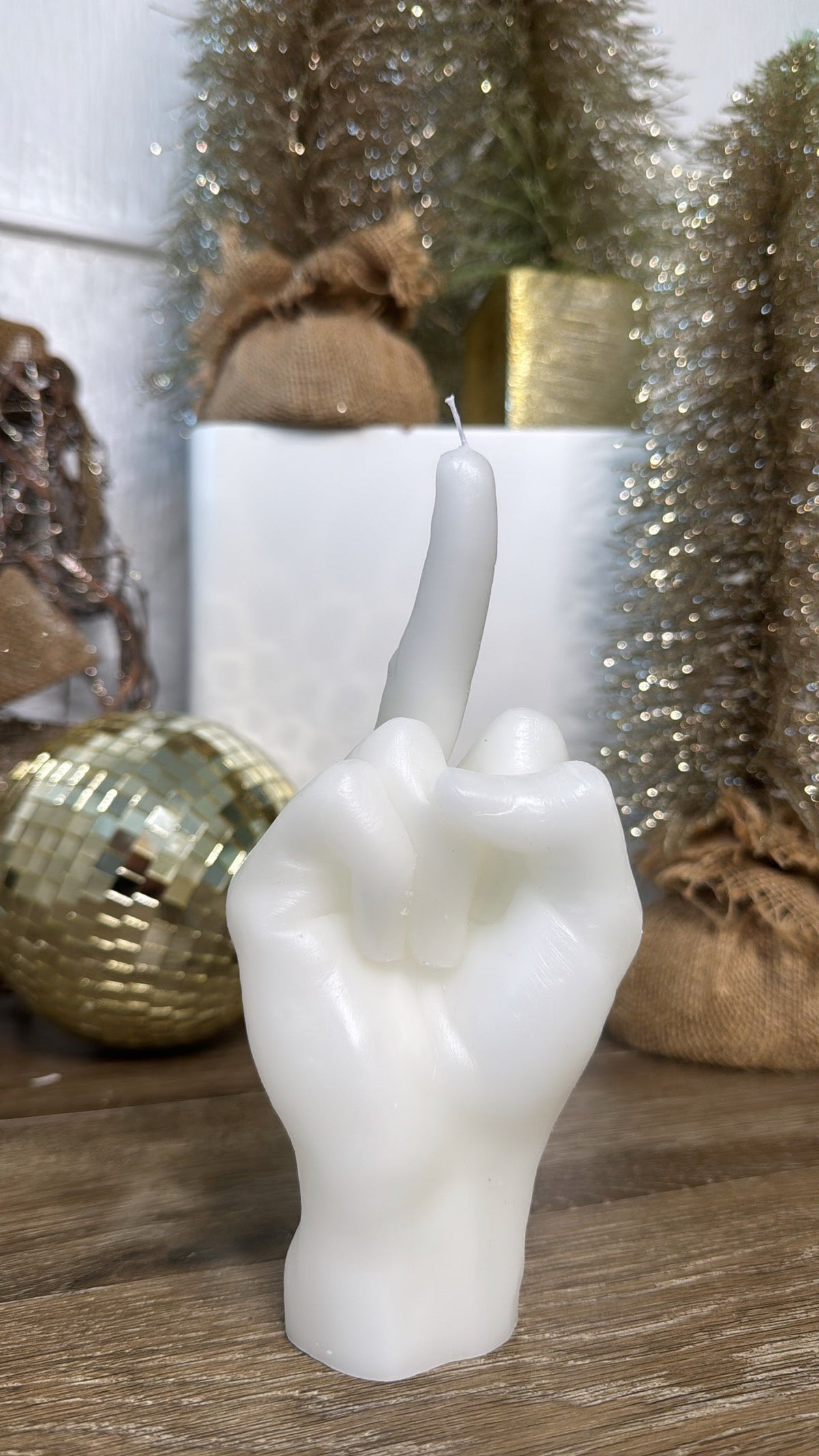 Hand Gesture Candle, Middle Finger White
