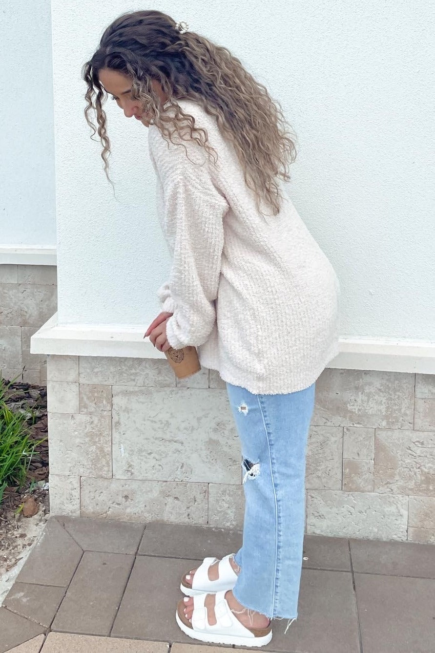 Beige V-Neck Soft Sweater
