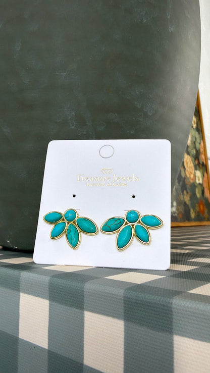 Half Turquoise Flower Gold