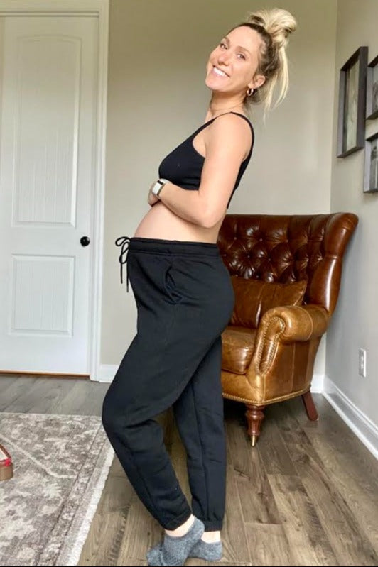 Black Basic Fleece Maternity Sweatpants
