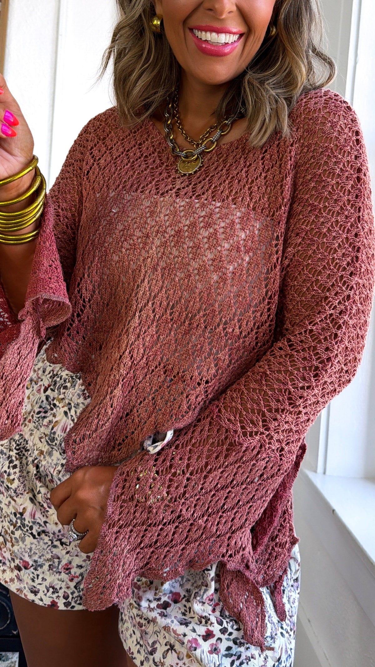 Free Spirit Crochet Top, Brick