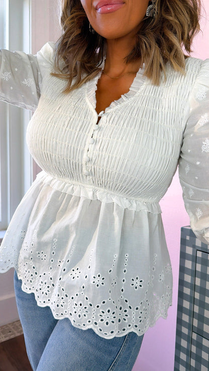 Florance Eyelet Blouse, Off White