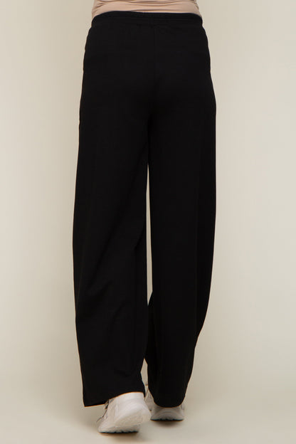 Black Basic Wide Leg Maternity Lounge Pants