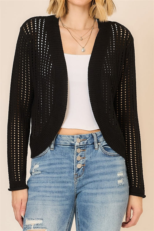 Curvy Open Knit Cocoon Body Cardigan