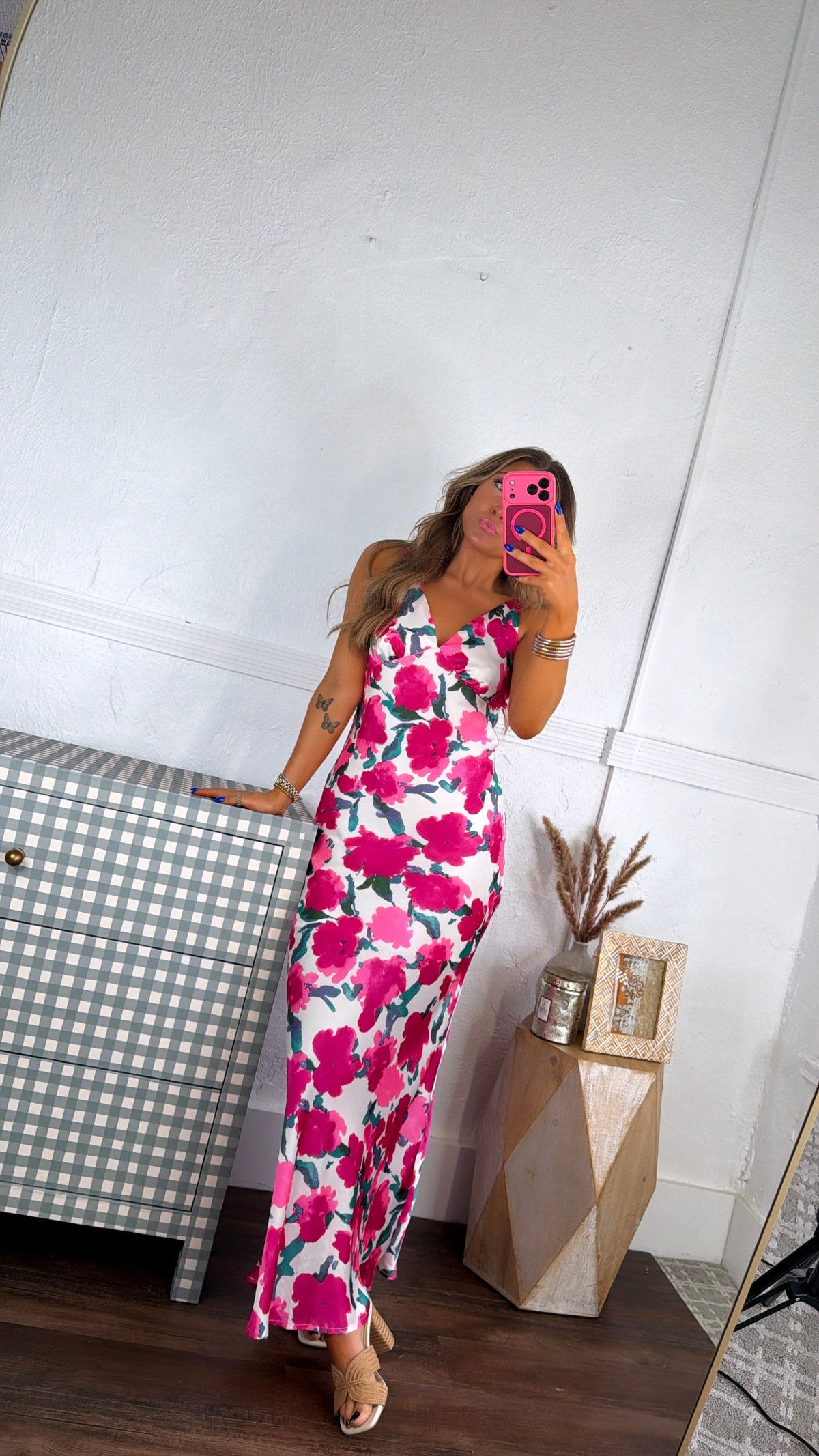 Garden Grace Maxi Dress, Pink Peony
